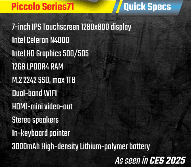 7-inch Laptop - AMD Ryzen N150 N250 N55 N305 N350 N355 16GB DDR + 2TB - Piccolo Series71 - SIGN-UP - Image 3